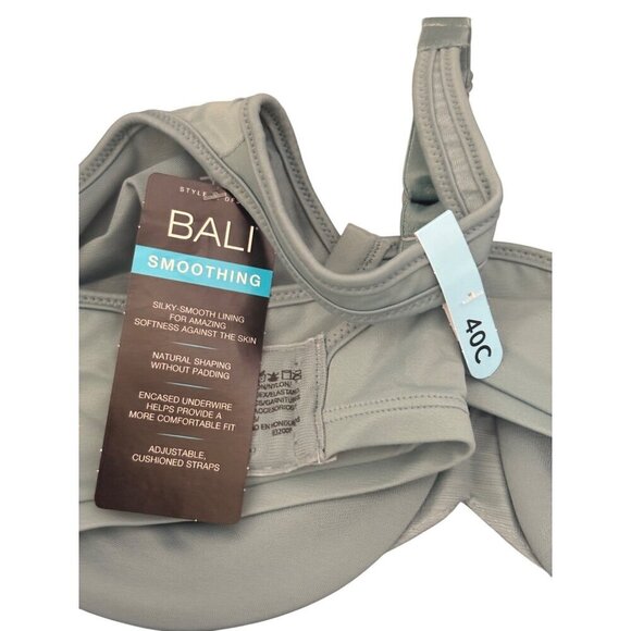 Bali Womens 40C Smoothing Bra Light Blue Sage Adjustable Straps Comfort - Picture 4 of 5